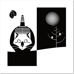 Geometric Catmoon Posters and Art